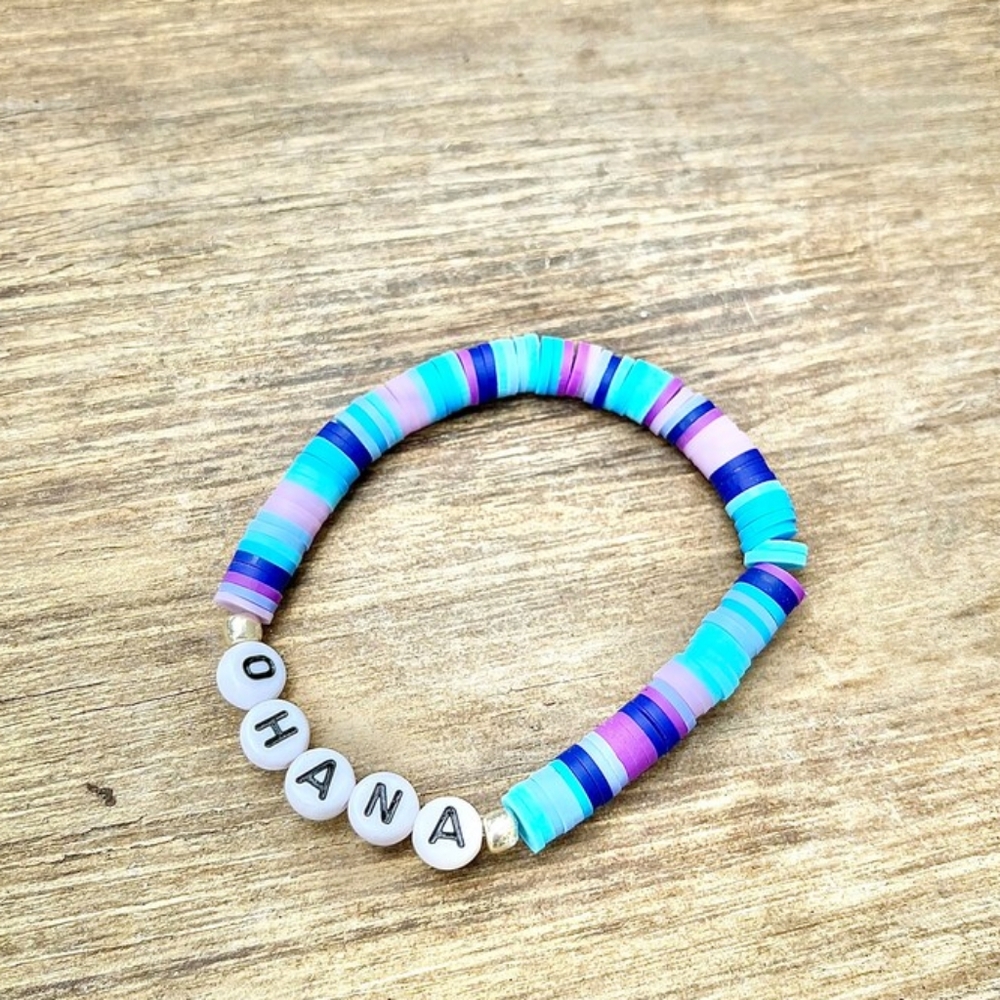'Ohana' Disney Lilo and Stitch Handmade Clay Beaded Bracelet